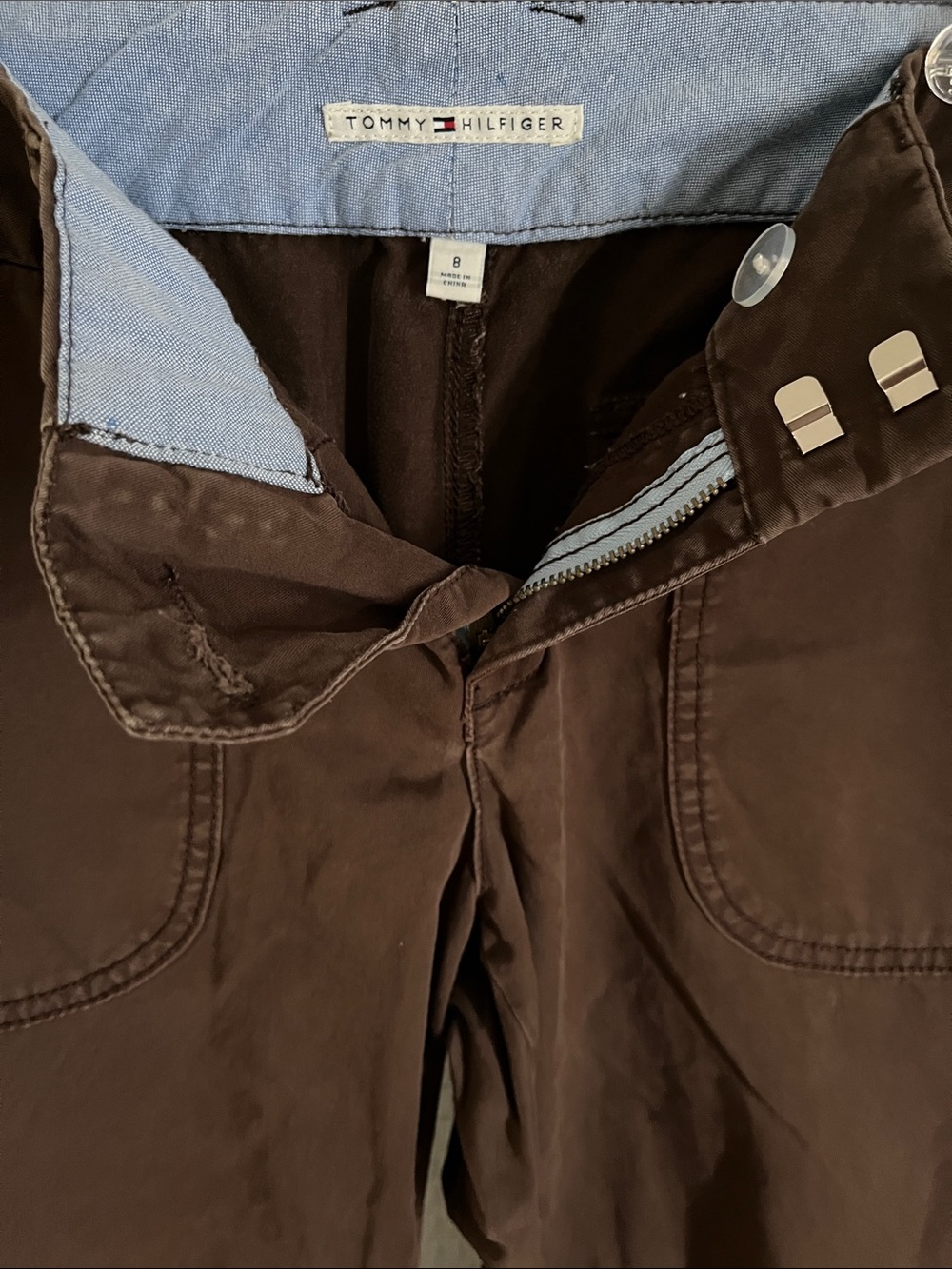 Tommy Hilfiger Brown Cotton Capri Pants Size 8 Mid Rise Cropped Casual - Picture 5 of 11